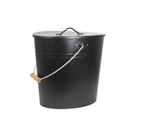 Secchiello per cenere nero con coperchio, 24 l, accessori per camino, secchio per carbone con maniglia per il trasporto, secchio per cenere, secchio multiuso per interni ed esterni, camino,