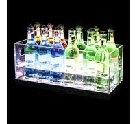 Secchiello per Ghiaccio a LED in Acrilico per Champagne Portabottiglie Vino Ricaricabile Che Cambia Colore per Riunioni di Famiglia, Bars Informali, Feste Private(White,40 * 15 * 20cm)