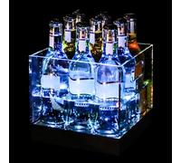 Secchiello per Ghiaccio a LED in Acrilico per Champagne Portabottiglie Vino Ricaricabile Che Cambia Colore per Riunioni di Famiglia, Bars Informali, Feste Private(White,20 * 20 * 20.5cm)