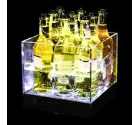 Secchiello per Ghiaccio a LED in Acrilico per Champagne Portabottiglie Vino Ricaricabile Che Cambia Colore per Riunioni di Famiglia, Bars Informali, Feste Private(Multi-colored,20 * 20 * 20.5cm)