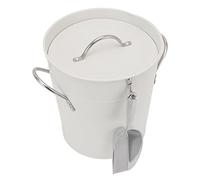 Secchiello per ghiaccio con coperchio e paletta, per bar di casa, 4 l, in metallo zincato, con manici per il trasporto (bianco)