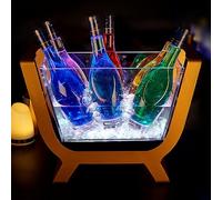 Secchiello per Ghiaccio con Illuminazione a LED Porta Bottiglie di Vino in Acrilico Mobile Bars per Casa per Discoteche, Ville, Feste Private 110V-220V Universale(White,48 * 22 * 36cm)