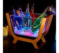 Secchiello per Ghiaccio con Illuminazione a LED Porta Bottiglie di Vino in Acrilico Mobile Bars per Casa per Discoteche, Ville, Feste Private 110V-220V Universale(Multi-colored,48 * 22 * 36cm)
