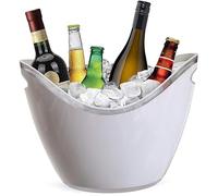 Secchiello per Ghiaccio Ovale 34,5x24,5x26 cm in Plastica Acrilica - Contiene Fino a 6 Bottiglie - Cestello Champagne, Spumantiera, Glacette per Vino Casa, Bar, Ristorante, Discoteca (Bianco)