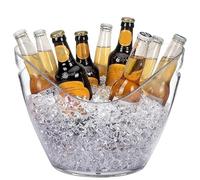 Secchiello per Ghiaccio Ovale 34,5x24,5x26 cm in Plastica Acrilica - Contiene Fino a 6 Bottiglie - Cestello Champagne, Spumantiera, Glacette per Vino Casa, Bar, Ristorante, Discoteca (Trasparente)