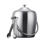 Secchiello per il ghiaccio con coperchio e pinze, in acciaio inox isolato a doppia parete, ideale per cocktail bar e feste, perfetto per raffreddare vino e champagne, capacità 1,2 l