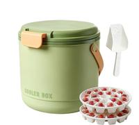 Secchiello Per Il Ghiaccio Con Coperchio - Secchiello Portatile Senza Sforzo 2 In 1 Con 2 Vassoi - Contenitore Per Ghiaccio Per Congelatore Facile Da Trasportare | Resistente Agli Odori Per Bar, Vino,