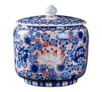 Secchiello per Riso in Ceramica Cinese, Contenitore per Riso con Coperchio, Cilindro per Riso in Ceramica, Contenitore per Alimenti per la casa, Contenitore per Riso, Dis