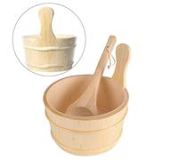 Secchiello Sauna Classico in Legno con Cucchiaio per Migliorare i Tuoi Rituali d