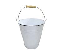 Secchio 10L Bianco con Manico Legno Decorativo Pulizia D'Acqua Metallo Vintage