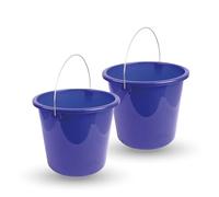 Secchio (2 pezzi) per uso domestico, 5 litri, in diversi colori, in plastica resistente, per uso alimentare, senza BPA, Made in EU (blu scuro)
