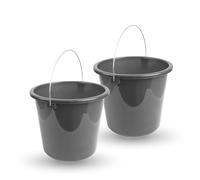 Secchio (2 pezzi) per uso domestico, 5 litri, in diversi colori, secchio per tacchino, in plastica resistente, per uso alimentare, senza BPA, Made in EU (antracite)