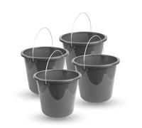 Secchio (4 pezzi) per uso domestico, 5 litri, in diversi colori, secchio per tacchino, in plastica resistente, per uso alimentare, senza BPA, Made in EU (antracite)