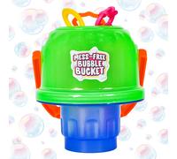 Secchio a bolle senza pasticcio per bambini maker a bolle con soluzione da 4 once e 3 bacchette perfette per il cortile della piscina in spiaggia e i