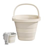 Secchio 'Acqua Pieghevole, Contenitore per la Biancheria da Viaggio, in Polipropilene, capacità 10 l, con Manico, a Prova di perdite, Colore Beige e Grigio, Design Leggero da 498 g, per Pesca