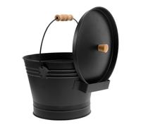 Secchio Cenere in Acciaio Inox con Manico Legno e Coperchio | Vano Interno Integrato, Trasporto Semplice, Presa Confortevole, per Caminetti e Bracieri All'aperto