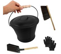 Secchio compatto per ceneri in ferro, con coperchio e camino, strumento per la rimozione efficiente delle ceneri, portatile, camino, portacenere, con corda di stoccaggio