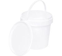 BenBow Secchio con coperchio 1l bianco - sicuro per gli alimenti, stabile, ermetico, a prova di perdite, inodore - contenitore di plastica, con manico - vuoto, 20x 1 litro