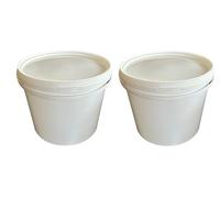 Secchio con coperchio bianco, 2 x 3 litri, impilabile, per latte/scorte secchio per miele, in plastica adatta al contatto con alimenti, secchio a norma alimentare per farina secchio per acqua 2 pezzo