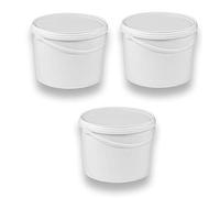 Secchio con coperchio, e: bianco, 3 x 10 litri, impilabile, per latte/scorte, miele, in plastica adatta al contatto alimenti, a norma alimentare farina, acqua, pezzi