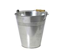 Secchio Con Manico In Legno 10L Argento Vaso Da Fiori Piante Giardino Terrazza