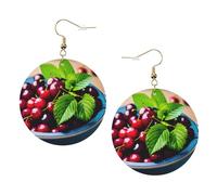 Secchio con pieno di ciliegie orecchini in pelle alla moda per le donne ciondola 1 paio di orecchini piercing leggeri stampati gioielli regali per donne ragazze