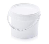 Secchio da 1,0 l con coperchio * per uso alimentare * 1 litro * bianco * secchio in plastica * con staffa in plastica 1,18 l