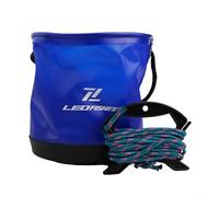 Secchio da pesca pieghevole, 4,5 l, contenitore per esche vive in EVA, con tracolla regolabile, serbatoio d'acqua portatile per campeggio, escursionismo, pulizia auto e attrezzatura all'aperto (blu)