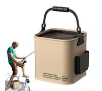 Secchio da pesca pieghevole, borsa contenitore impermeabile, portatile per trasportare l'acqua con tasca laterale, design organizer per attrezzi all'aperto, attrezzatura da campeggio multiuso, secchio