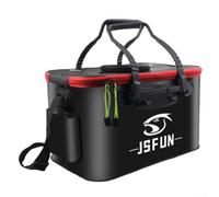 Secchio da pesca, pieghevole per pesci, multifunzionale, per esche vive, campeggio, borsa da pesca in EVA e secchio di protezione per i pesci, nero (50 cm)