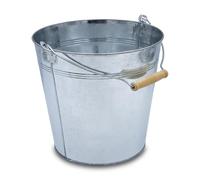 Secchio decorativo in zinco con manico in legno - argento/10 l - Secchio in metallo per piantare o trasportare - decorazione da giardino - Secchio per piante secchiello per spumante