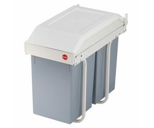 Secchio della spazzatura Hailo Multi-Box duo L Bianco Grigio Crema Acciaio Pl