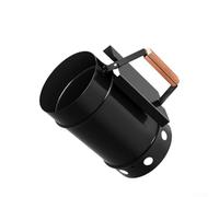Secchio di accensione per carbone resistente, con manico in legno massiccio per cucinare all'aperto in modo sicuro e accendere rapidamente il fuoco in giardino (nero)