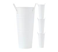 Secchio di fiori di fattoria, contenitore zincato, vaso vintage facile da usare, 4 vasi in metallo rustico, per decorazione della tavola, disposizione dello spazio abitativo, ornamento dello scaffale