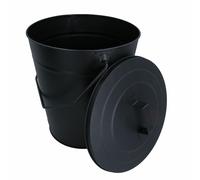 Secchio e coperchio carbone metallo nero cenere pattumiera porta carbone bruc...
