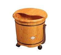 Secchio in legno per pedicure in botte di legno, vasca idromassaggio per pediluvio con ruota e coperchio, secchio per immersione dei piedi con scarico, vasca per piedi in ammollo (dimensioni : B)