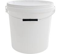 Secchio in plastica, 20 litri, bianco traffico, con coperchio per alimenti trasporto box manico in metallo latte milk