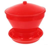 Secchio in plastica a doppia funzione per polli che distribuisce mangime e acqua separatamente per promuovere abitudini più sane del pollame (rosso)