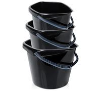 Secchio in plastica nera da 5 l, 10 l, 14 l (3 pezzi).