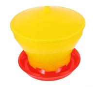 Secchio in plastica per acqua e mangime per polli, progettato per un posizionamento stabile e un movimento minimo durante i periodi di utilizzo attivo del pollame (giallo)