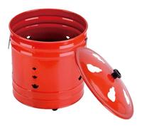 Secchio Inceneritore per Preghiere e Rifiuti da Esterno, Rosso | Smaltimento All’aperto, Uso in Cortile e Giardino, Smalto Resistente, Coperchio Maniglia Stile Casuale