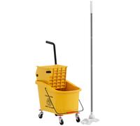 Secchio Lavapavimenti Professionale 36l Con Mocio, Strizzatore, Ruote E Manico, 55x37x65 Cm, Giallo