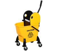 Secchio Lavapavimenti Professionale con Strizzatore Manuale 44x36x90 cm 4 Ruote e Maniglia in Metallo Giallo