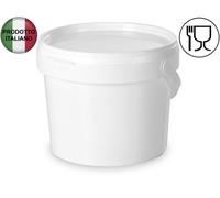 Secchio per Alimenti Vaso Plastica vuoto 5 Lt BIANCO CON COPERCHIO UNIVERSALE