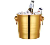 Secchio per birra a doppio strato, conservazione del calore, isolamento a freddo, per karaoke, champagne, vino rosso, birra, ghiaccio, grani, ghiaccio (oro, M)