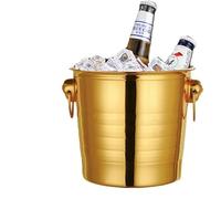 Secchio per birra a doppio strato, conservazione del calore, isolamento a freddo, per karaoke, champagne, vino rosso, birra, ghiaccio, grani, ghiaccio (oro, L)