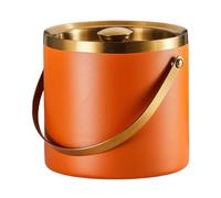 Secchio per birra con coperchio isolato, mantiene il secchio per champagne, in acciaio inox, grande, per cocktail, bar, feste a casa, colore arancione, 2 l