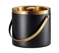 Secchio per birra con coperchio, isolato, mantiene il secchio per champagne, in acciaio inox, grande, per cocktail, bar, feste a casa, colore nero, 3 L