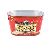 Secchio per birra con maniglia laterale, secchio per ghiaccio in metallo per birra e champagne, design ovale resistente alla ruggine, refrigeratore per bevande a grande capacità pe (Birra di tipo