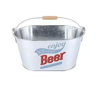 Secchio per birra con maniglia laterale, secchio per ghiaccio in metallo per birra e champagne, design ovale resistente alla ruggine, refrigeratore per bevande a grande capacità pe (Tipo di birra)